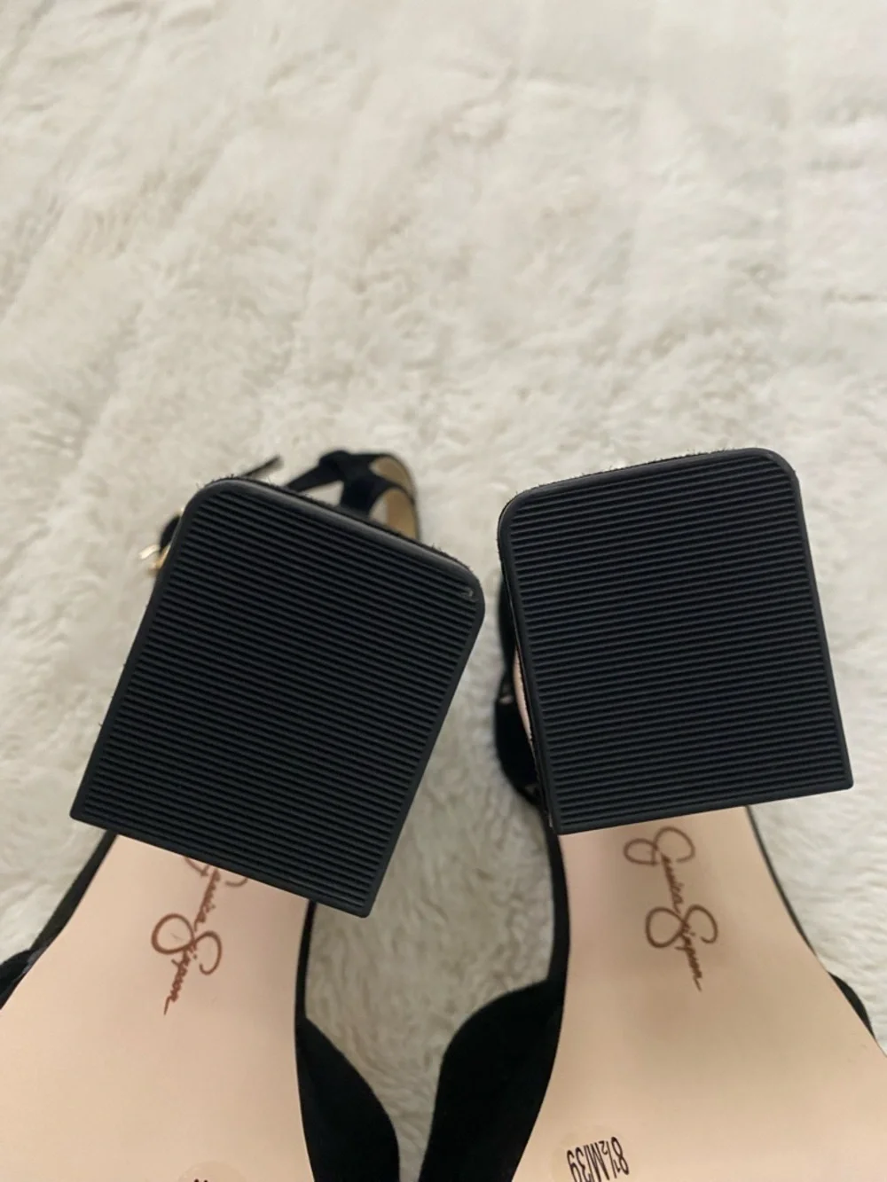 Jessica Simpson Black Suede Platform Block Heels with Ankle Strap Size 8.5